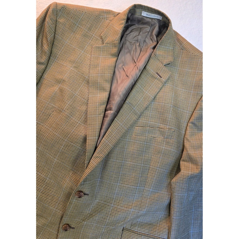 Lauren Ralph Lauren Sport Coat Blazer Men's 48R Beige Plaid Silk Wool